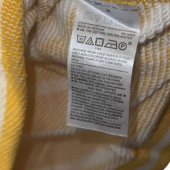 🟣Old Navy Yellow & White Striped Hooded Pullover – Size Medium - Picture 4 of 4